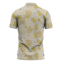 Hawaii Anthurium Tiare Pikake Lei Zipper Polo Shirt Melemele Lauhala Art Pattern