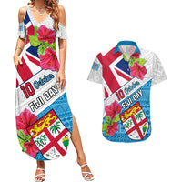 Fiji Day Couples Matching Summer Maxi Dress and Hawaiian Shirt Fijian Hibiscus Special Version LT01 White - Polynesian Pride