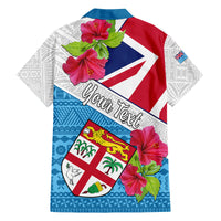 Personalised Fiji Day Family Matching Off Shoulder Short Dress and Hawaiian Shirt Fijian Hibiscus Special Version LT01 - Polynesian Pride