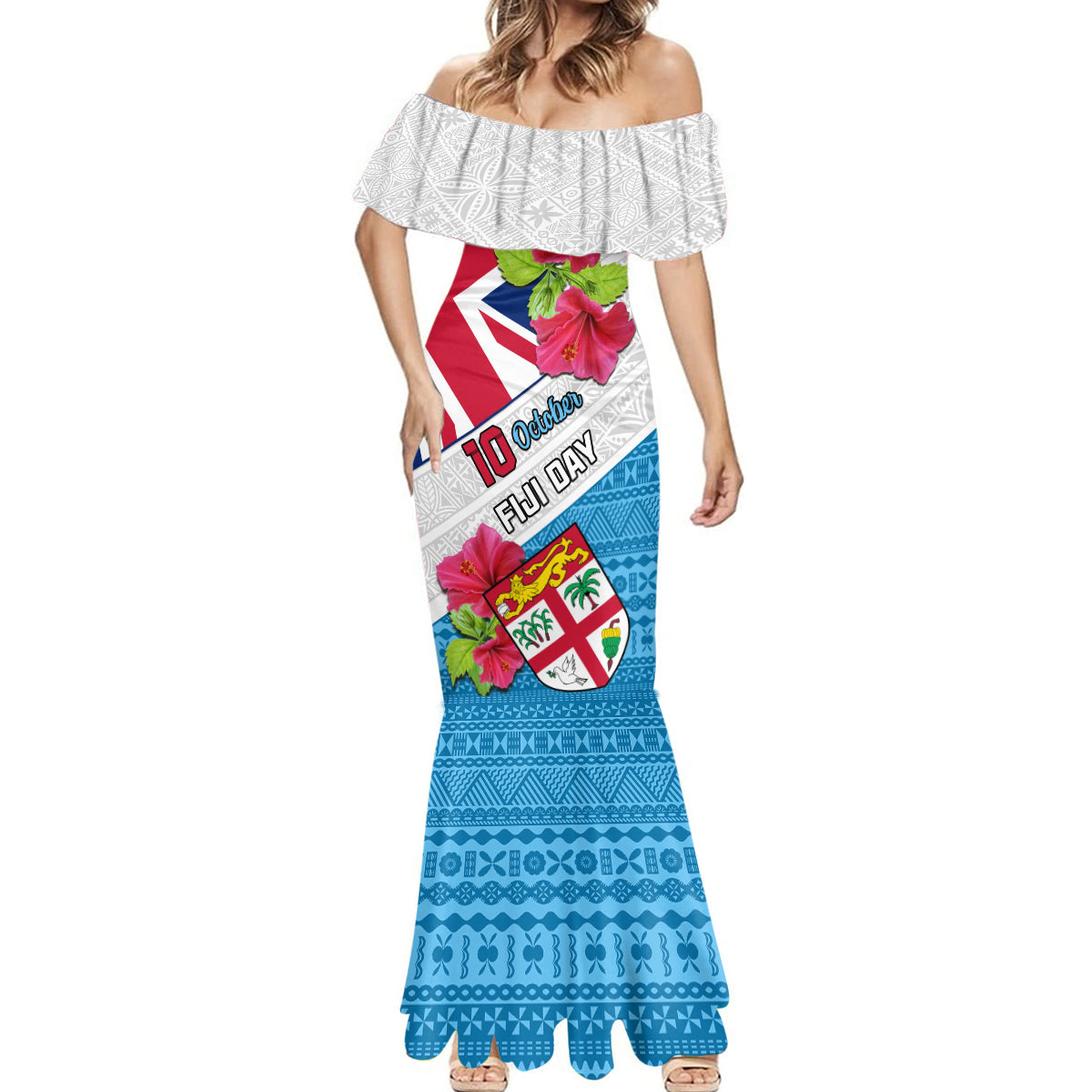 Personalised Fiji Day Mermaid Dress Fijian Hibiscus Special Version LT01 - Polynesian Pride