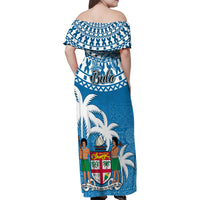 Fiji Family Matching Off Shoulder Maxi Dress and Hawaiian Shirt Bula Fijian Tapa Pattern LT01 - Polynesian Pride