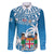 Fiji Family Matching Puletasi Dress and Hawaiian Shirt Bula Fijian Tapa Pattern LT01 Dad's Shirt - Long Sleeve Blue - Polynesian Pride