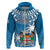 Fiji Hoodie Bula Fijian Tapa Pattern LT01 Zip Hoodie Blue - Polynesian Pride