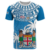 Fiji T Shirt Bula Fijian Tapa Pattern LT01 Blue - Polynesian Pride