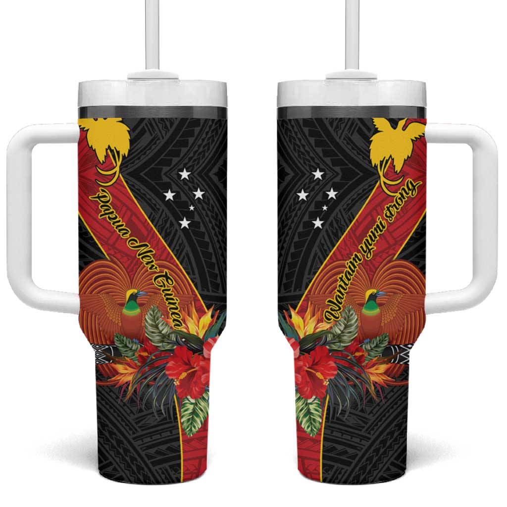 Papua New Guinea Tumbler With Handle Bird Of Paradise With Tropical Flower