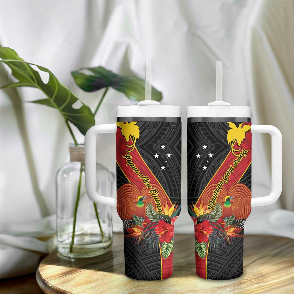 Papua New Guinea Tumbler With Handle Bird Of Paradise With Tropical Flower
