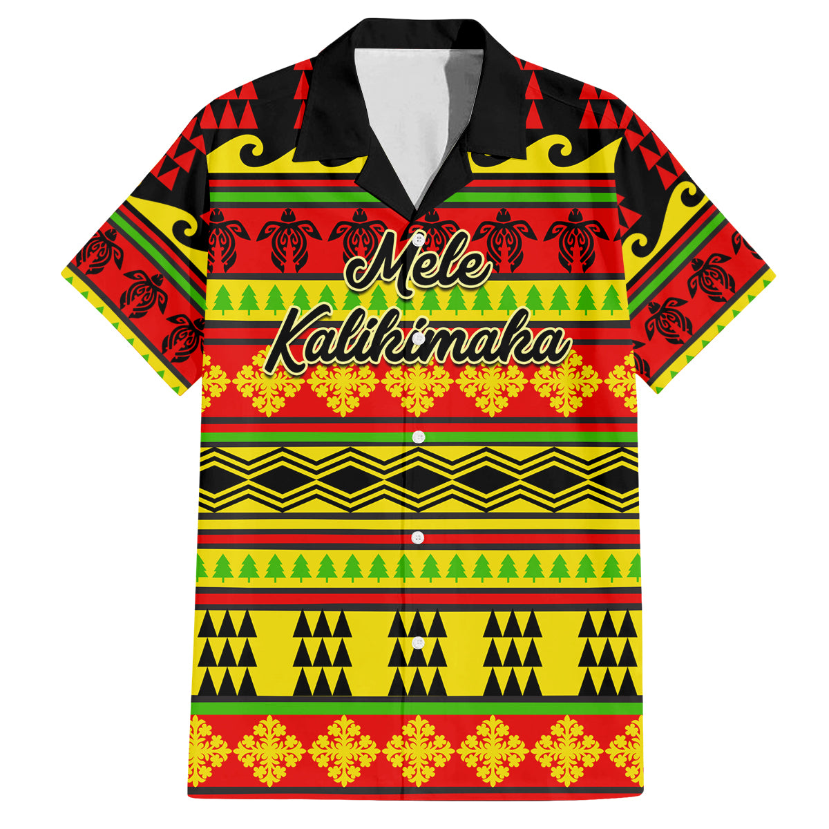 Custom Hawaii Christmas Family Matching Off Shoulder Short Dress and Hawaiian Shirt Hawaiian Quilt Pattern Reggae Version LT01 Dad's Shirt - Short Sleeve Art - Polynesian Pride