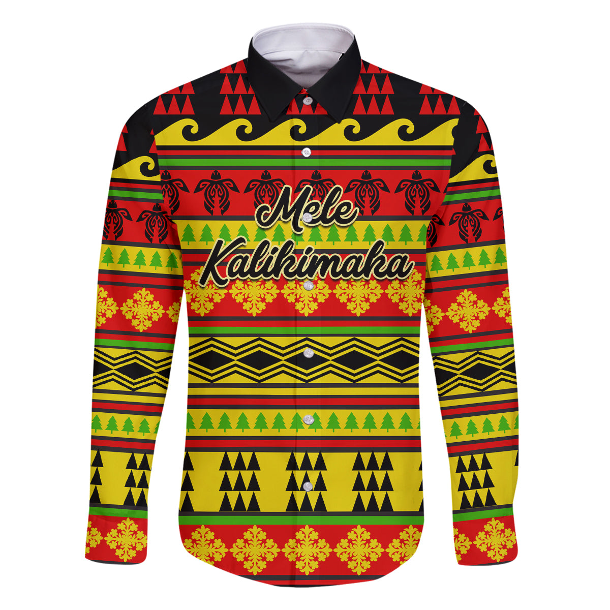 Custom Hawaii Christmas Family Matching Tank Maxi Dress and Hawaiian Shirt Hawaiian Quilt Pattern Reggae Version LT01 Dad's Shirt - Long Sleeve Art - Polynesian Pride