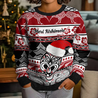 Personalised New Zealand Christmas Kid Ugly Christmas Sweater Maori Meri Kirihimete Moko LT01 - Polynesian Pride