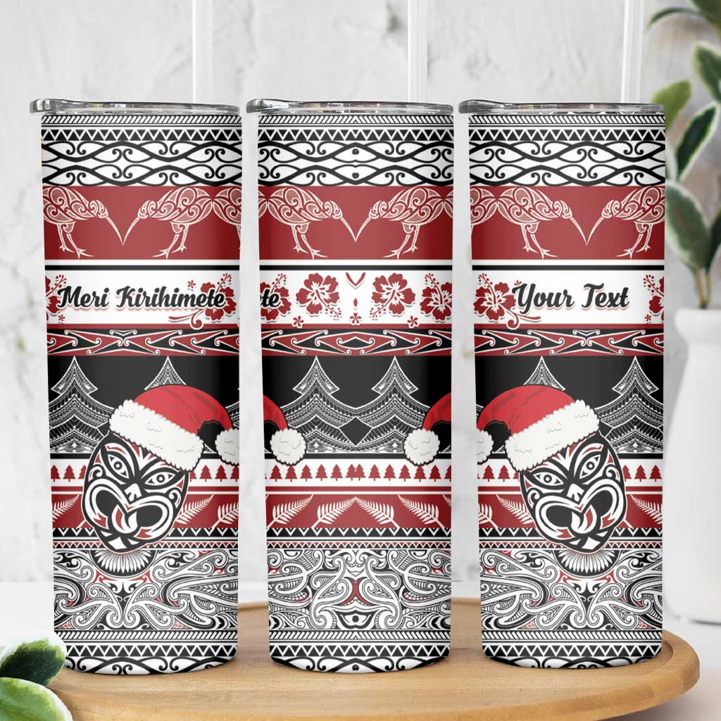 Custom New Zealand Christmas Skinny Tumbler Maori Meri Kirihimete Moko LT01 - Polynesian Pride