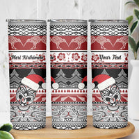 Custom New Zealand Christmas Skinny Tumbler Maori Meri Kirihimete Moko LT01 - Polynesian Pride