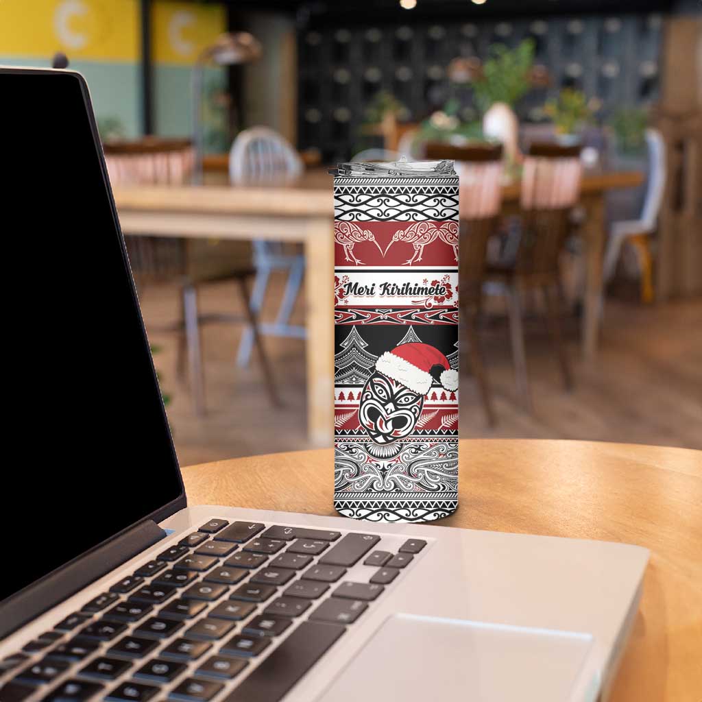 Custom New Zealand Christmas Skinny Tumbler Maori Meri Kirihimete Moko LT01 - Polynesian Pride