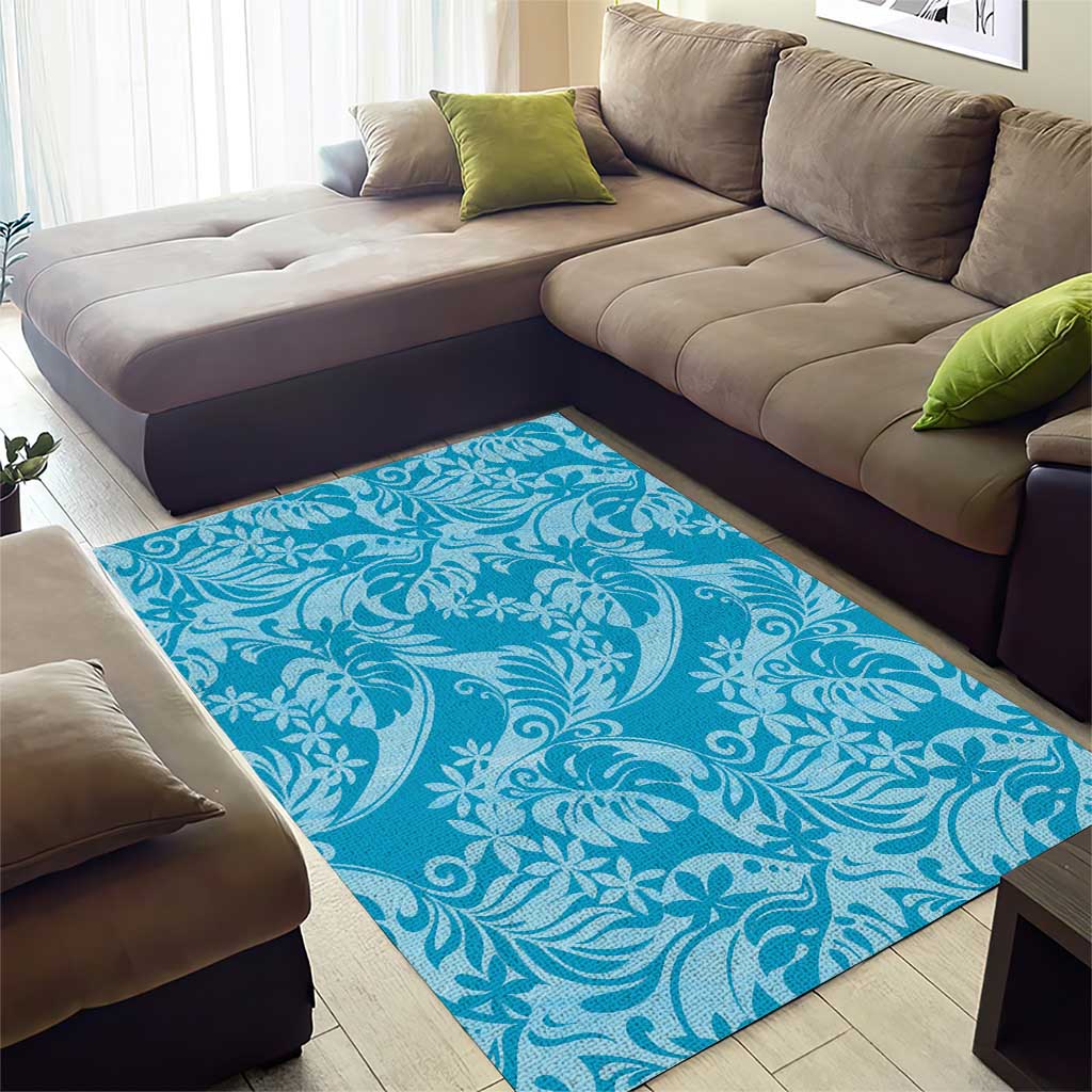 Tahiti Ninamu Tiare Floral Area Rug Monstera Palm Tropical Leaves - Polynesian Pride