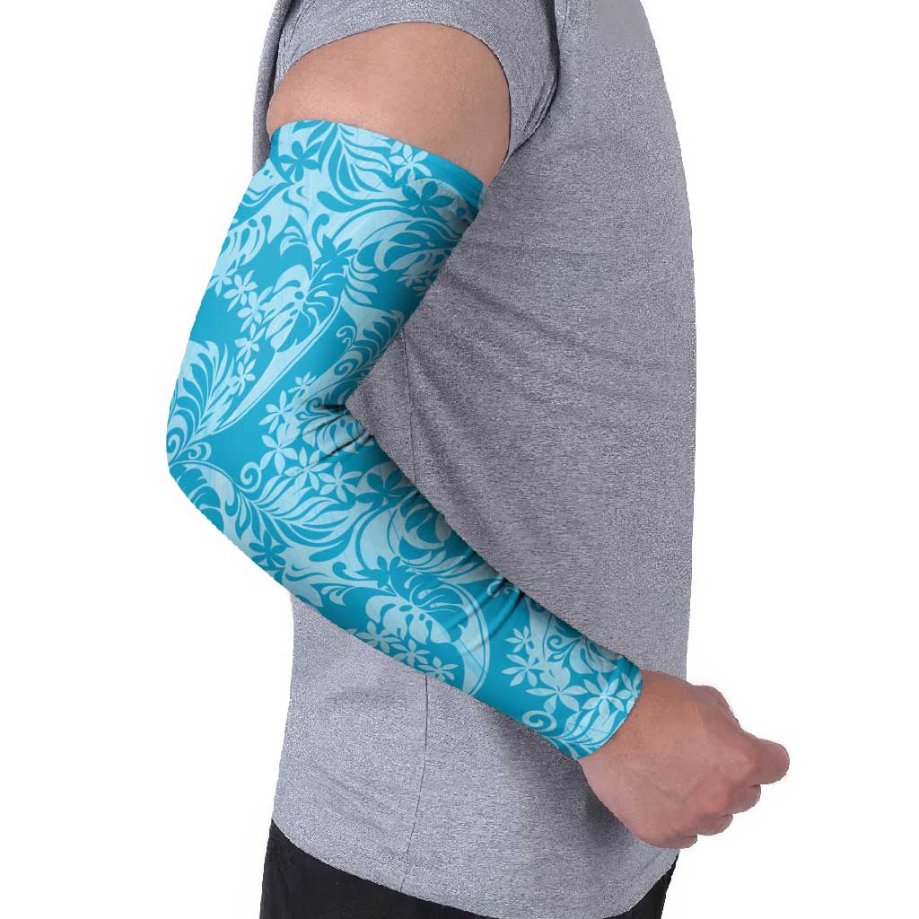 Tahiti Ninamu Tiare Floral Arm Sleeves Monstera Palm Tropical Leaves - Polynesian Pride
