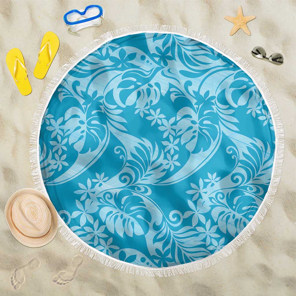 Tahiti Ninamu Tiare Floral Beach Blanket Monstera Palm Tropical Leaves - Polynesian Pride