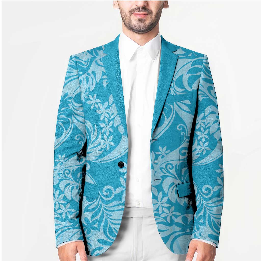 Tahiti Ninamu Tiare Floral Blazer Monstera Palm Tropical Leaves - Polynesian Pride