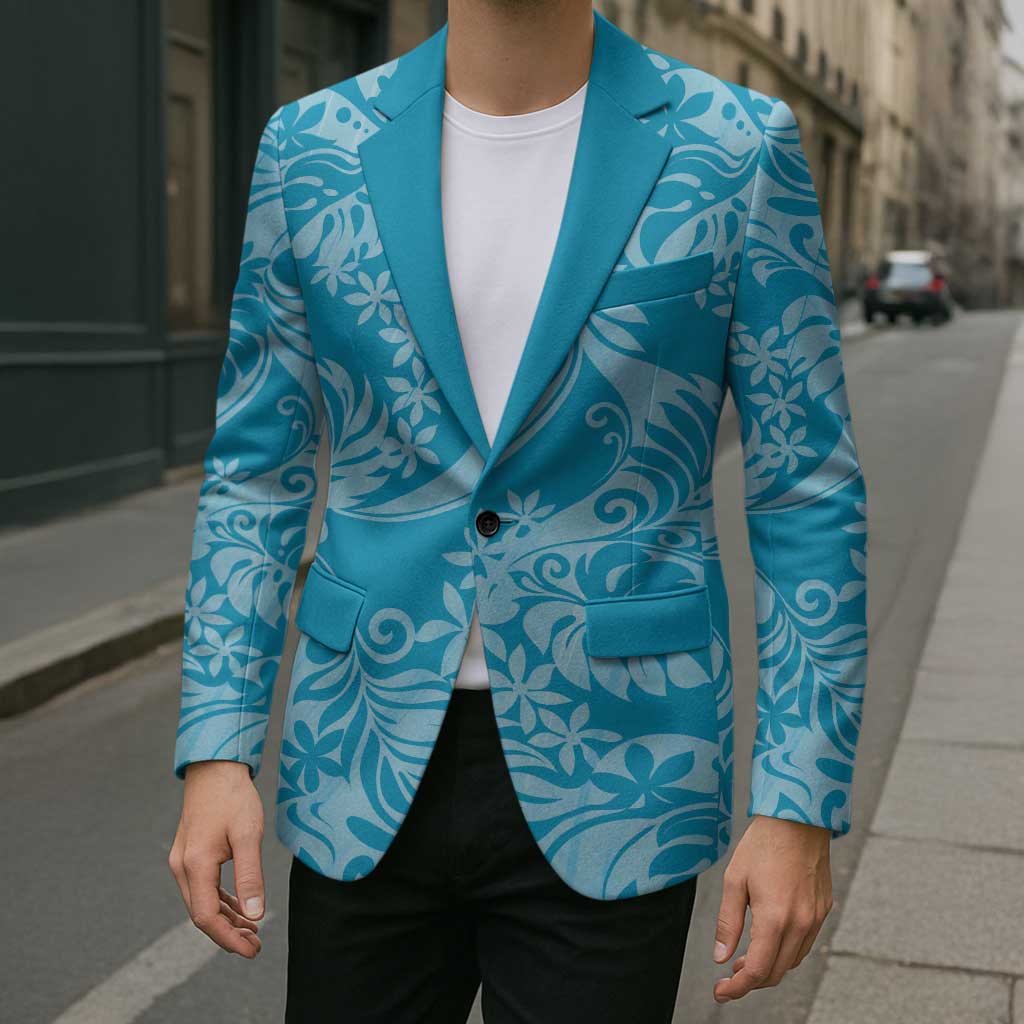 Tahiti Ninamu Tiare Floral Blazer Monstera Palm Tropical Leaves - Polynesian Pride