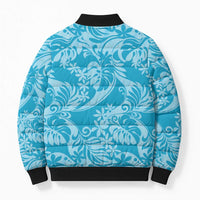 Tahiti Ninamu Tiare Floral Bomber Puffer Jacket Monstera Palm Tropical Leaves - Polynesian Pride