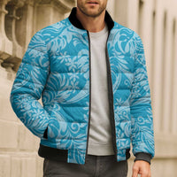 Tahiti Ninamu Tiare Floral Bomber Puffer Jacket Monstera Palm Tropical Leaves - Polynesian Pride