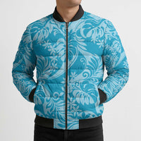 Tahiti Ninamu Tiare Floral Bomber Puffer Jacket Monstera Palm Tropical Leaves - Polynesian Pride