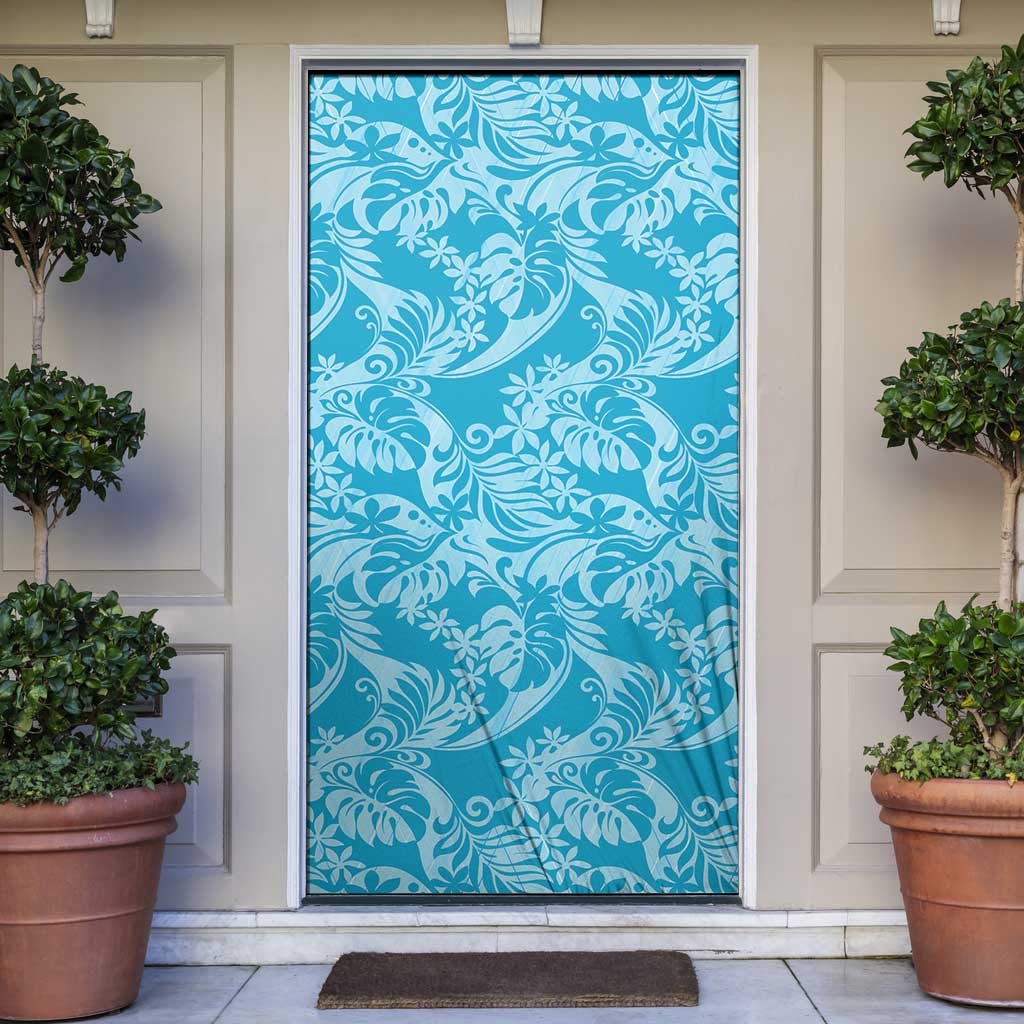 Tahiti Ninamu Tiare Floral Door Cover Monstera Palm Tropical Leaves - Polynesian Pride