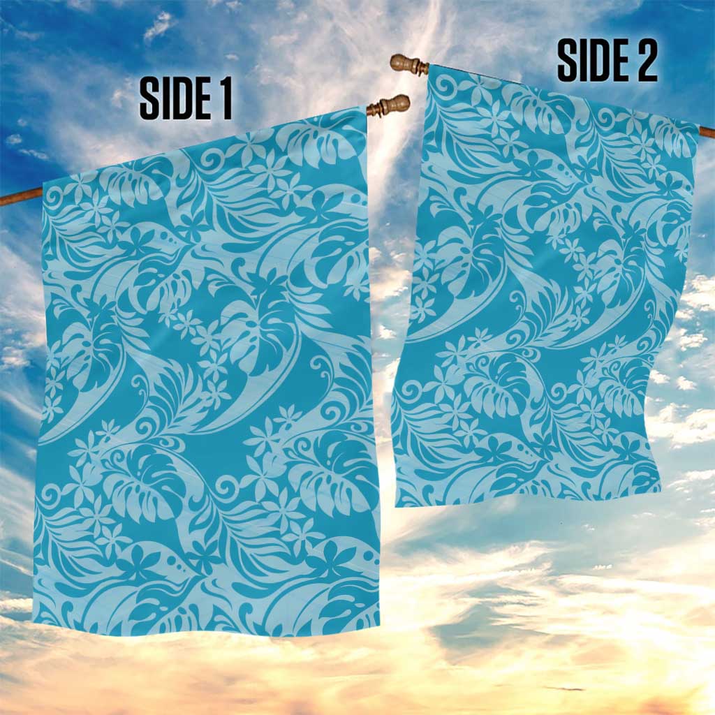 Tahiti Ninamu Tiare Floral Garden Flag Monstera Palm Tropical Leaves - Polynesian Pride