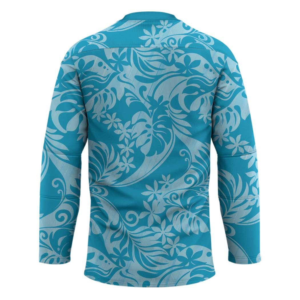 Tahiti Ninamu Tiare Floral Hockey Jersey Monstera Palm Tropical Leaves - Polynesian Pride