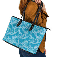 Tahiti Ninamu Tiare Floral Leather Tote Bag Monstera Palm Tropical Leaves - Polynesian Pride