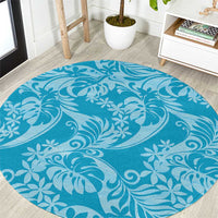 Tahiti Ninamu Tiare Floral Round Carpet Monstera Palm Tropical Leaves - Polynesian Pride
