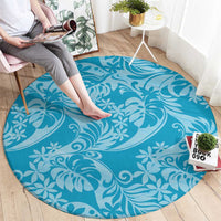 Tahiti Ninamu Tiare Floral Round Carpet Monstera Palm Tropical Leaves - Polynesian Pride