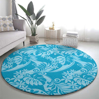 Tahiti Ninamu Tiare Floral Round Carpet Monstera Palm Tropical Leaves - Polynesian Pride
