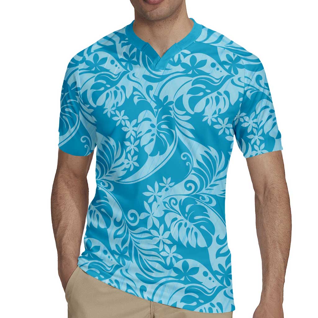 Tahiti Ninamu Tiare Floral Rugby Jersey Monstera Palm Tropical Leaves - Polynesian Pride