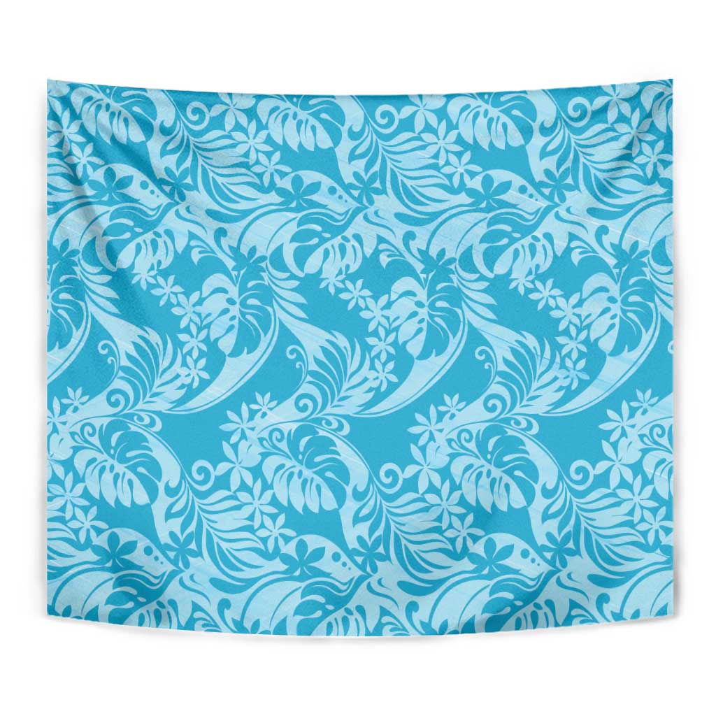 Tahiti Ninamu Tiare Floral Tapestry Monstera Palm Tropical Leaves - Polynesian Pride