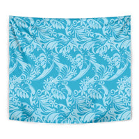 Tahiti Ninamu Tiare Floral Tapestry Monstera Palm Tropical Leaves - Polynesian Pride