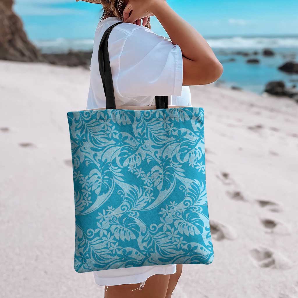 Tahiti Ninamu Tiare Floral Tote Bag Monstera Palm Tropical Leaves - Polynesian Pride