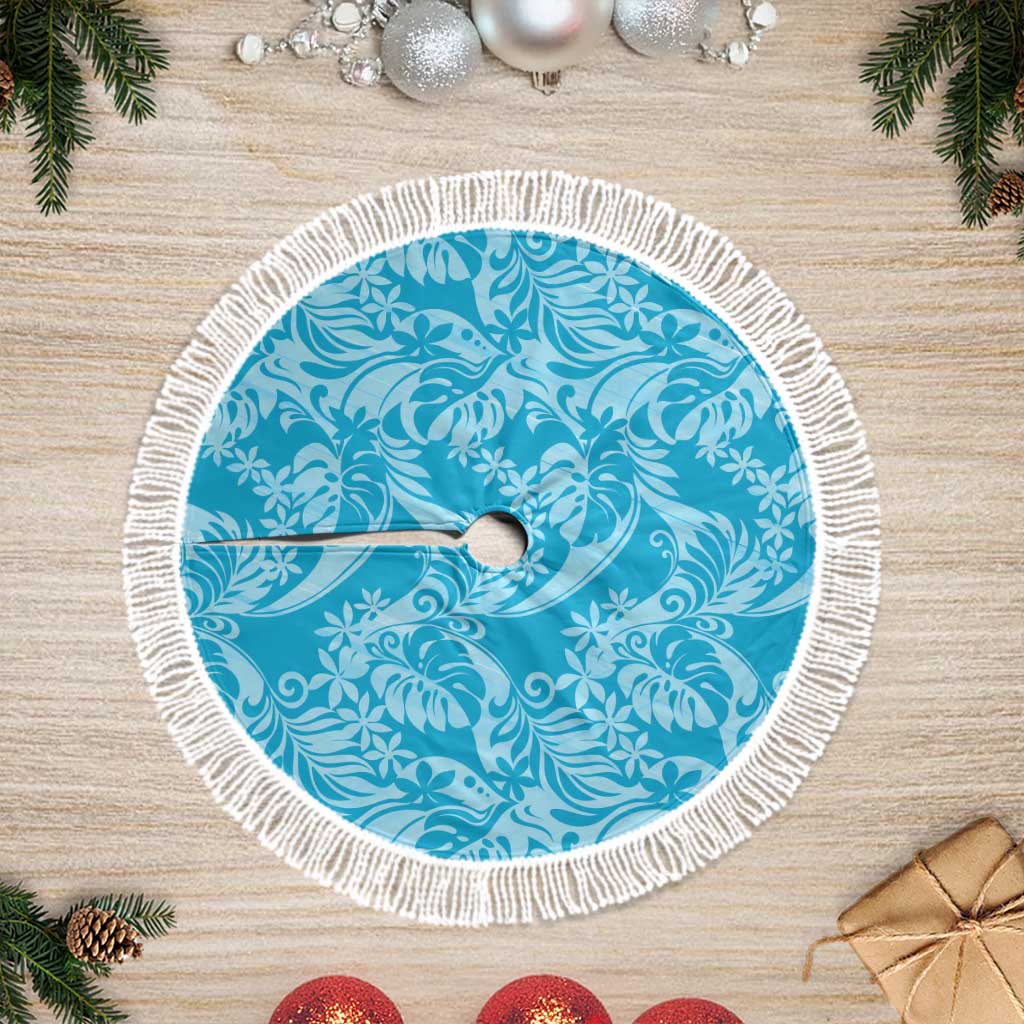 Tahiti Ninamu Tiare Floral Tree Skirt Monstera Palm Tropical Leaves - Polynesian Pride