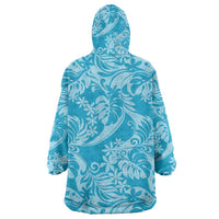 Tahiti Ninamu Tiare Floral Wearable Blanket Hoodie Monstera Palm Tropical Leaves - Polynesian Pride