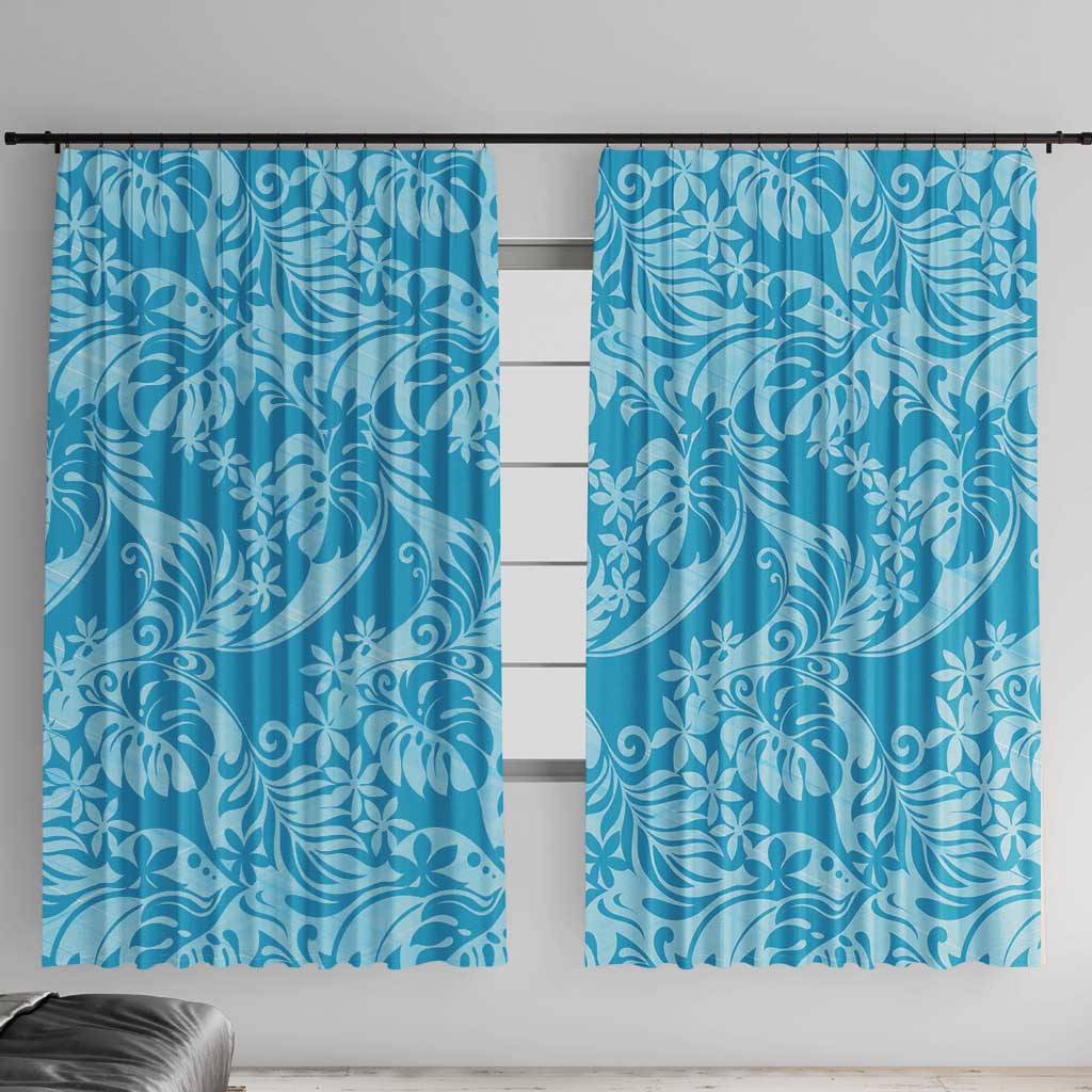 Tahiti Ninamu Tiare Floral Window Curtain Monstera Palm Tropical Leaves - Polynesian Pride