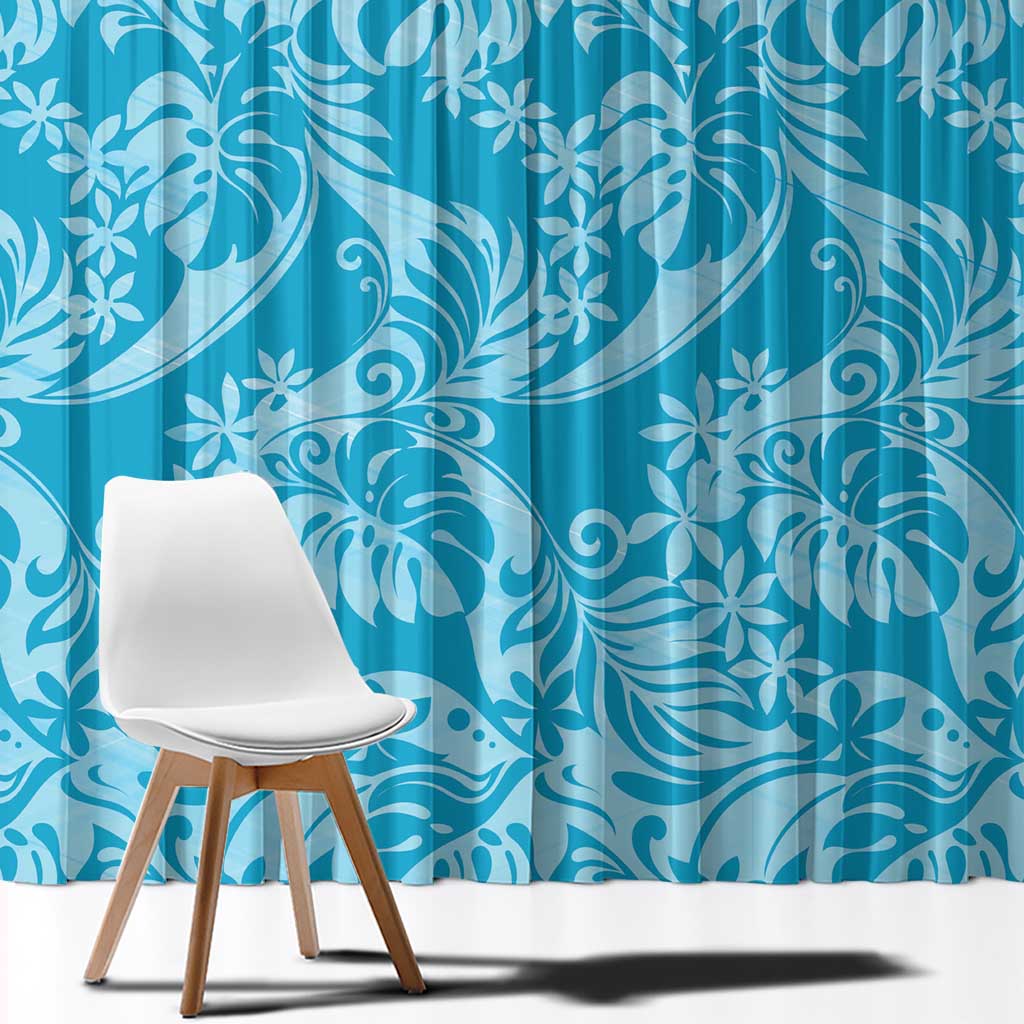 Tahiti Ninamu Tiare Floral Window Curtain Monstera Palm Tropical Leaves - Polynesian Pride