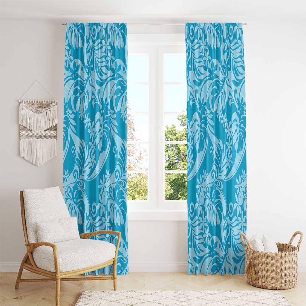 Tahiti Ninamu Tiare Floral Window Curtain Monstera Palm Tropical Leaves - Polynesian Pride