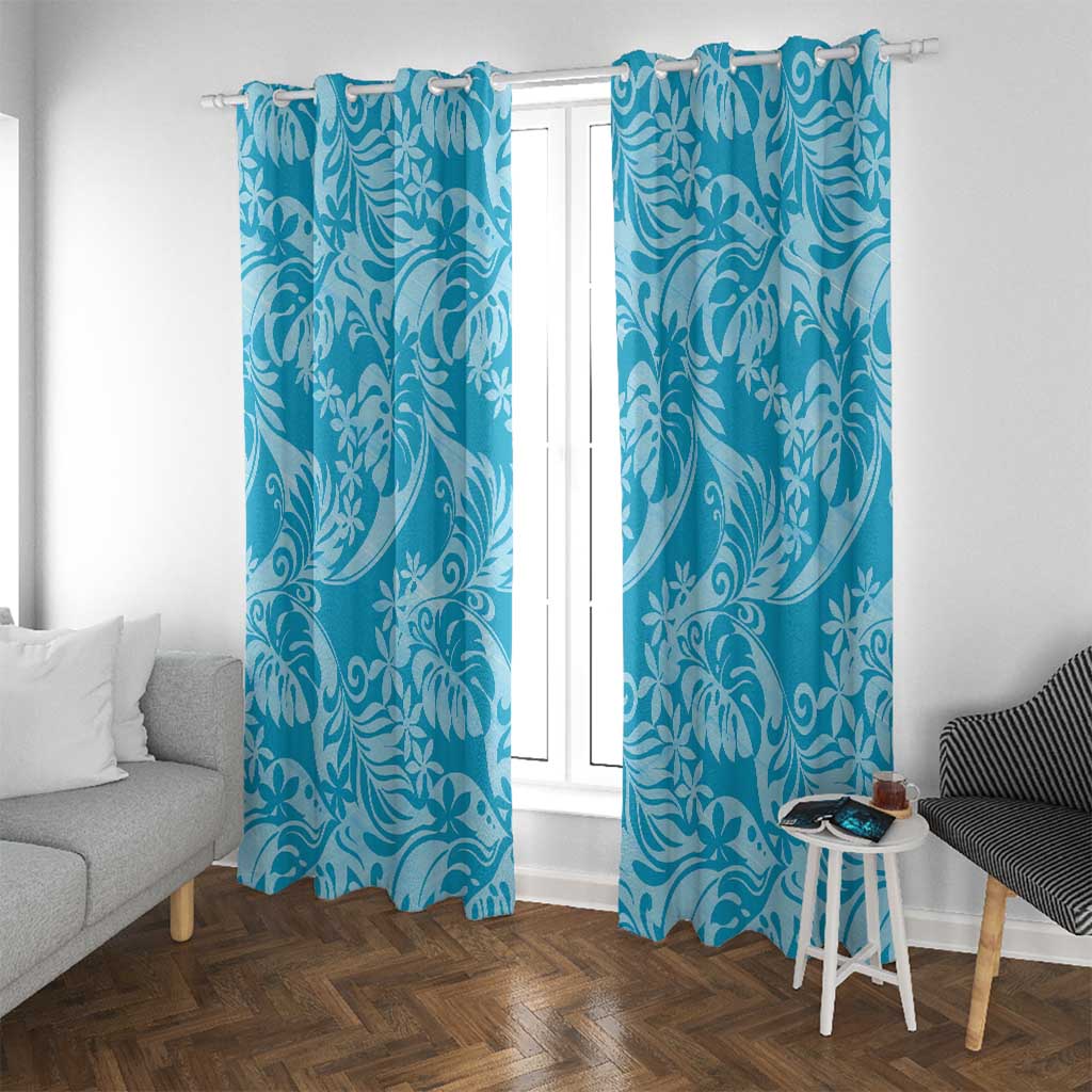 Tahiti Ninamu Tiare Floral Window Curtain Monstera Palm Tropical Leaves - Polynesian Pride