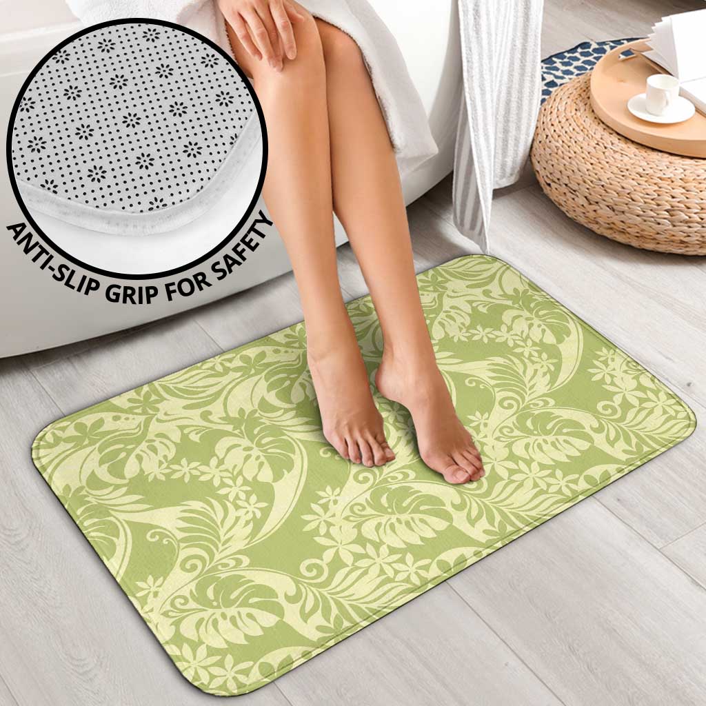 Tahiti Olive Tiare Floral Bathroom Set Monstera Palm Tropical Leaves - Polynesian Pride