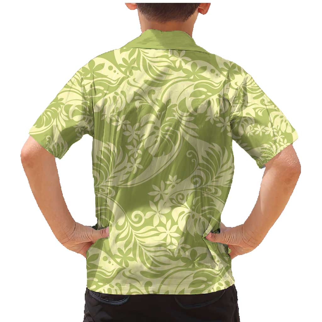 Tahiti Olive Tiare Floral Family Matching Mermaid Dress and Hawaiian Shirt Monstera Palm Tropical Leaves - Polynesian Pride