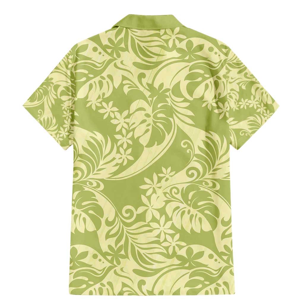 Tahiti Olive Tiare Floral Family Matching Mermaid Dress and Hawaiian Shirt Monstera Palm Tropical Leaves - Polynesian Pride