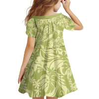 Tahiti Olive Tiare Floral Family Matching Off The Shoulder Long Sleeve Dress and Hawaiian Shirt Monstera Palm Tropical Leaves - Polynesian Pride