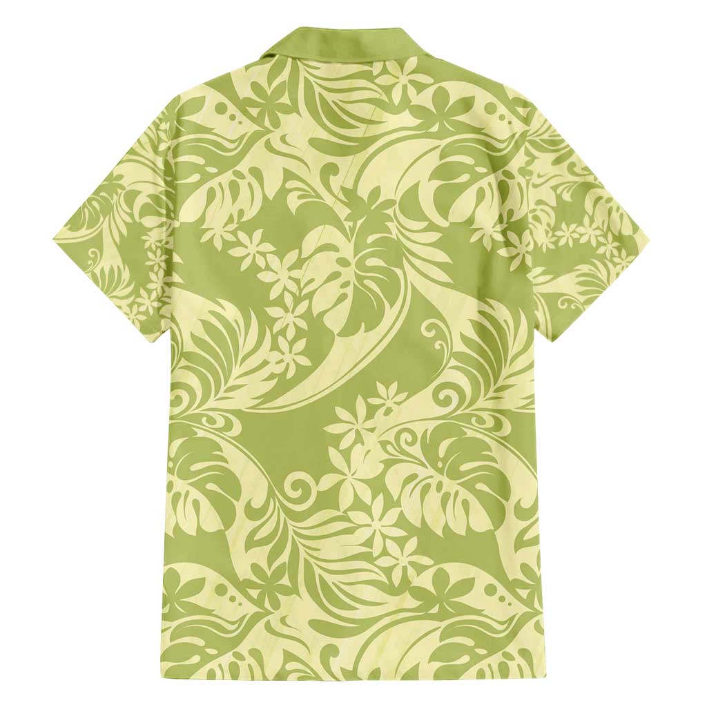 Tahiti Olive Tiare Floral Family Matching Off Shoulder Maxi Dress and Hawaiian Shirt Monstera Palm Tropical Leaves - Polynesian Pride
