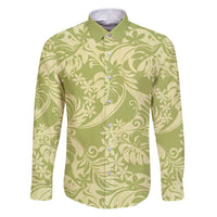 Tahiti Olive Tiare Floral Family Matching Puletasi and Hawaiian Shirt Monstera Palm Tropical Leaves - Polynesian Pride