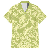Tahiti Olive Tiare Floral Hawaiian Shirt Monstera Palm Tropical Leaves - Polynesian Pride
