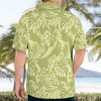 Tahiti Olive Tiare Floral Hawaiian Shirt Monstera Palm Tropical Leaves - Polynesian Pride