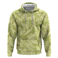 Tahiti Olive Tiare Floral Hoodie Monstera Palm Tropical Leaves - Polynesian Pride